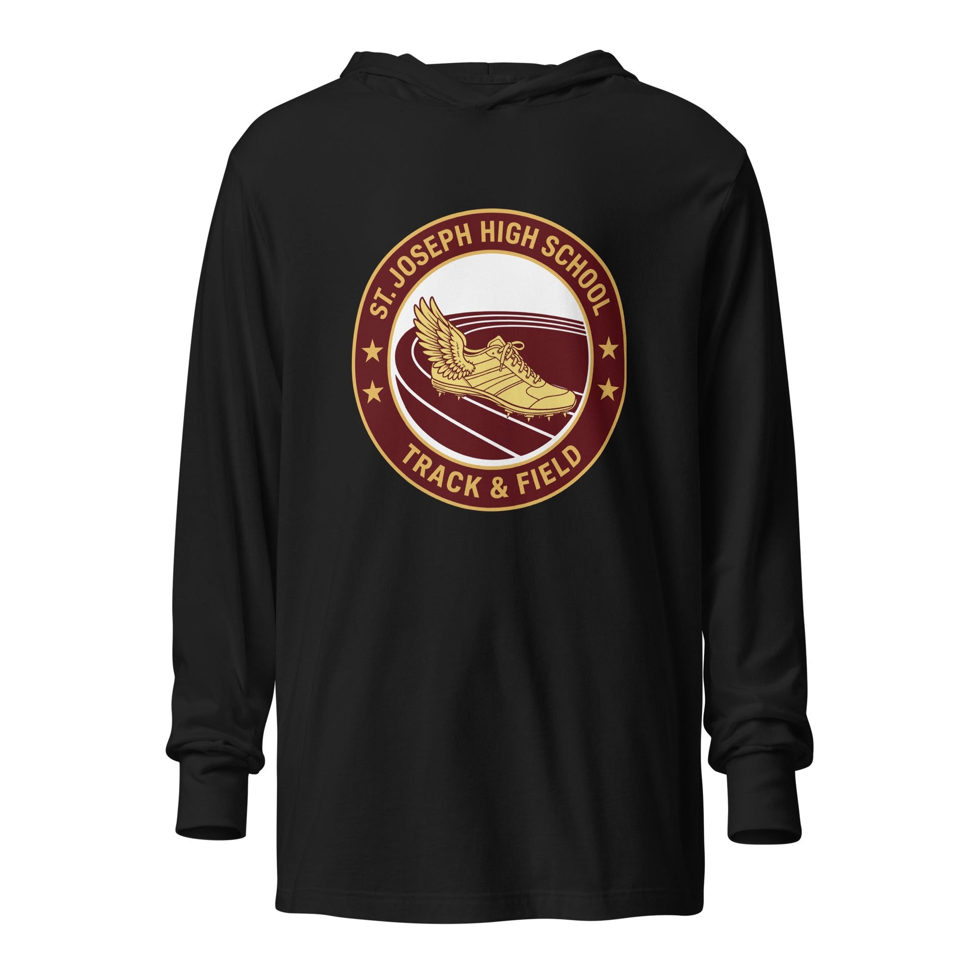 Performance | Hooded Long Sleeve T Shirt | St. Joseph High School - Track & Field | Badge Logo