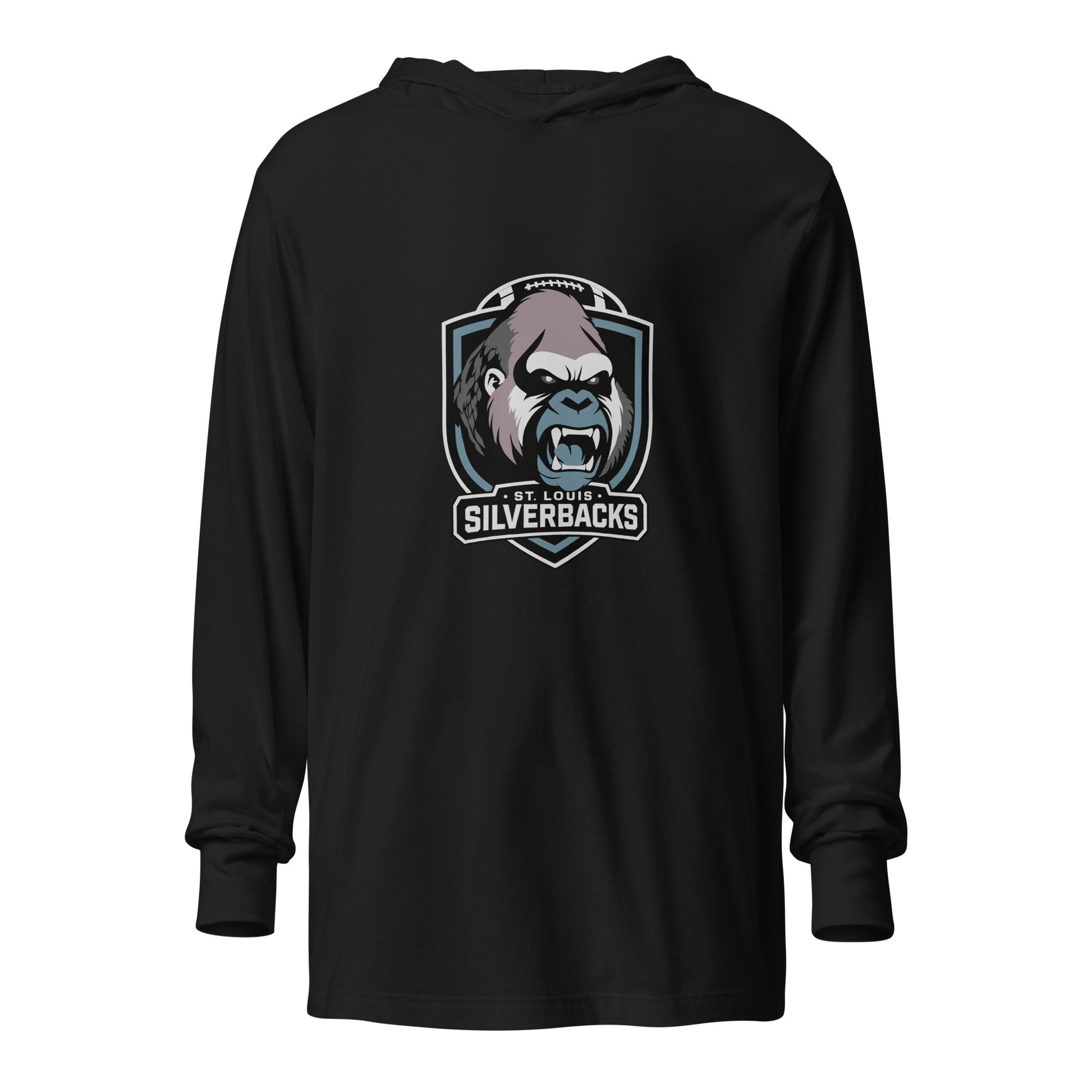 Performance | Hooded Long Sleeve T Shirt | St. Louis Silverbacks Women’s Football Team | Shield Logo
