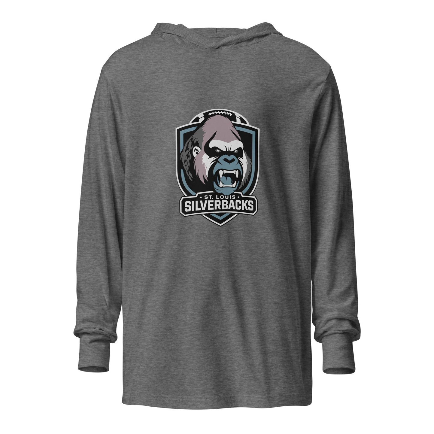 Performance | Hooded Long Sleeve T Shirt | St. Louis Silverbacks Women’s Football Team | Shield Logo