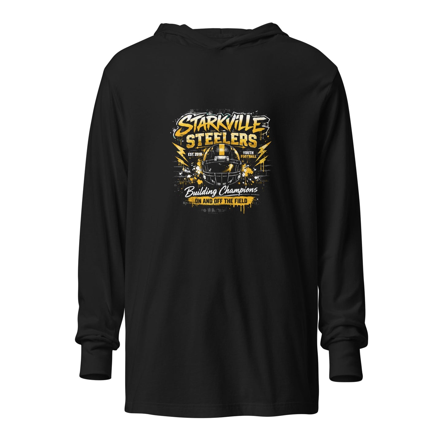 Performance | Hooded Long Sleeve T Shirt | Starkville Steelers | Modern Classic Logo