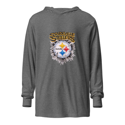 Performance | Hooded Long Sleeve T Shirt | Starkville Steelers | Ripped Logo
