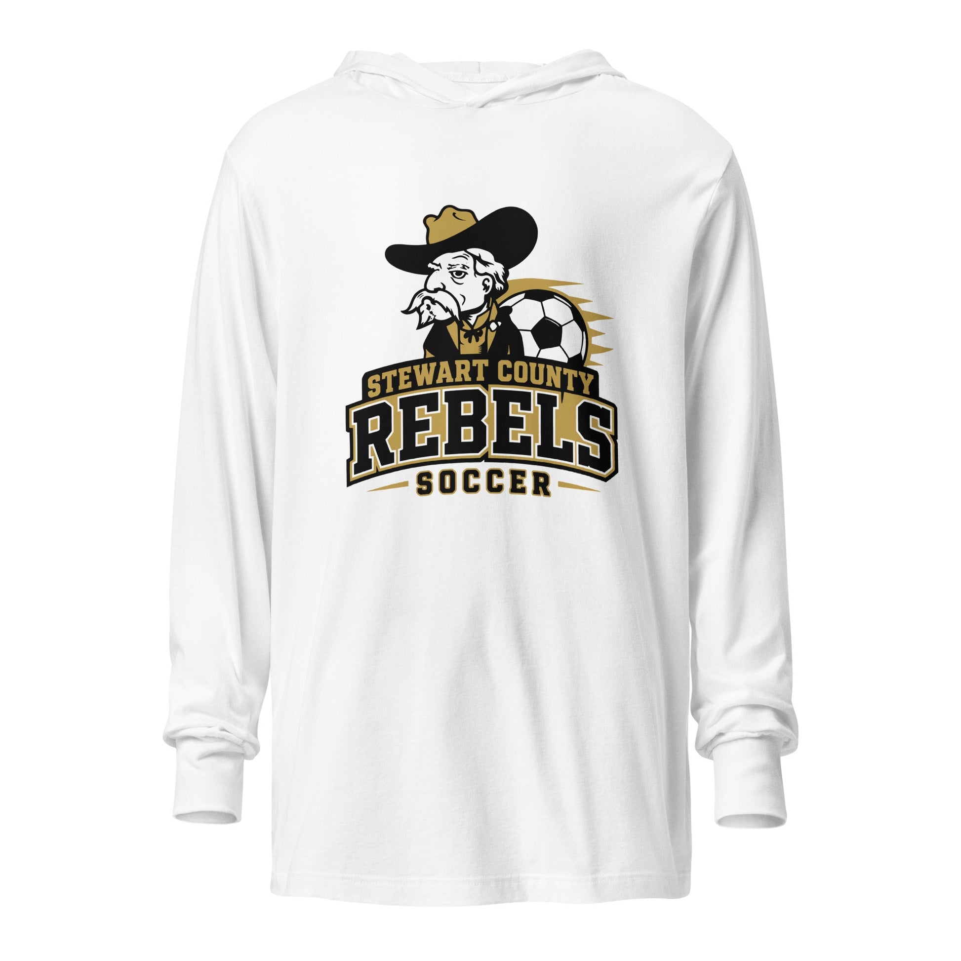 Performance | Hooded Long Sleeve T Shirt | Stewart County Soccer | Crest Logo