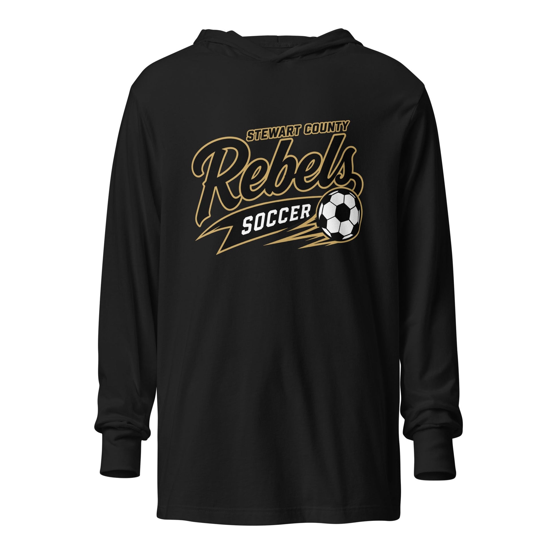 Performance | Hooded Long Sleeve T Shirt | Stewart County Soccer | Rebels Logo