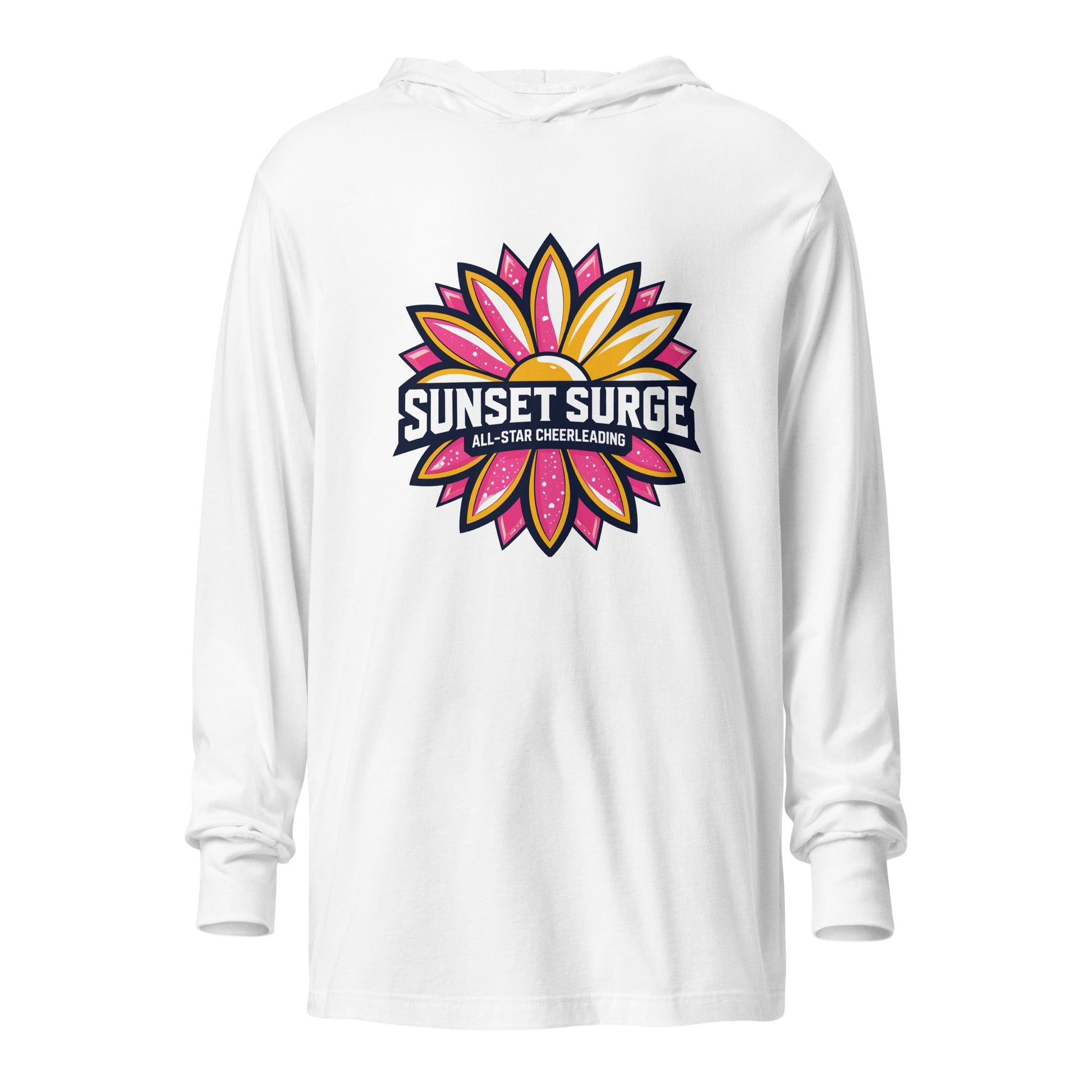 Performance | Hooded Long Sleeve T Shirt | Sunset Surge All-Star Cheerleading | Bloom Surge Logo