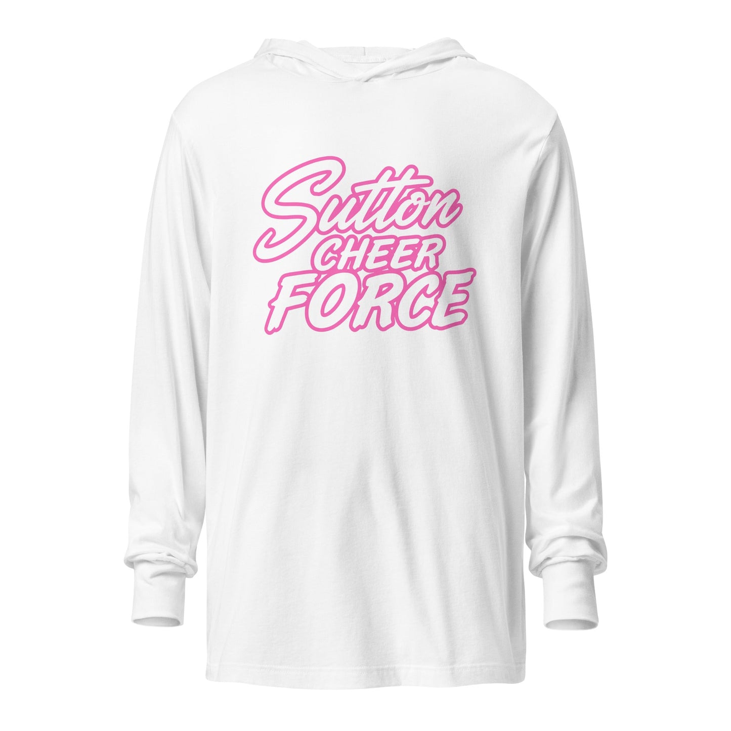 Performance | Hooded Long Sleeve T Shirt | Sutton Cheer Force | Script Logo