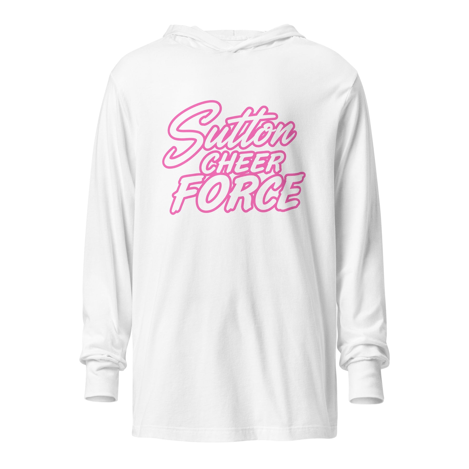 Performance | Hooded Long Sleeve T Shirt | Sutton Cheer Force | Script Logo