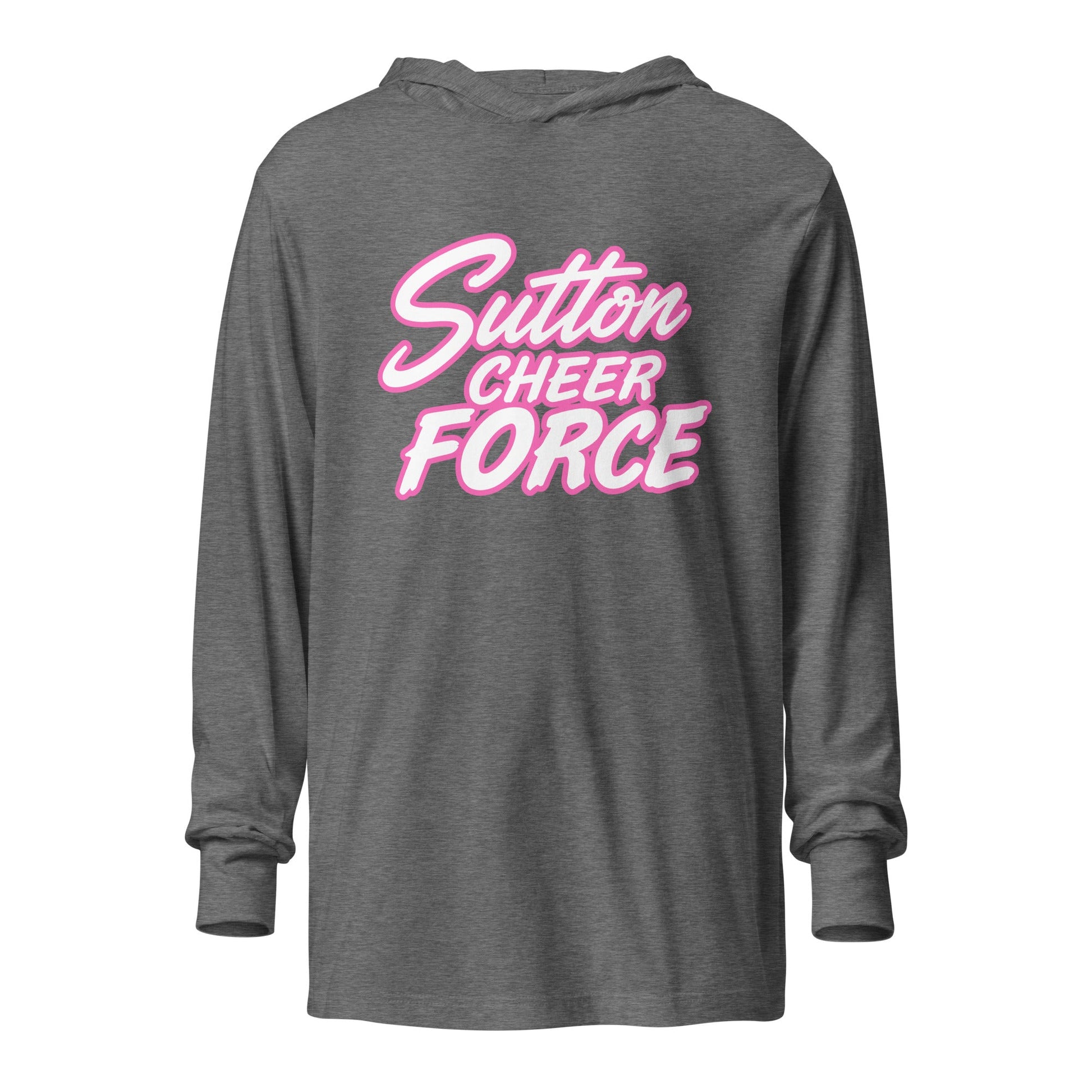 Performance | Hooded Long Sleeve T Shirt | Sutton Cheer Force | Script Logo