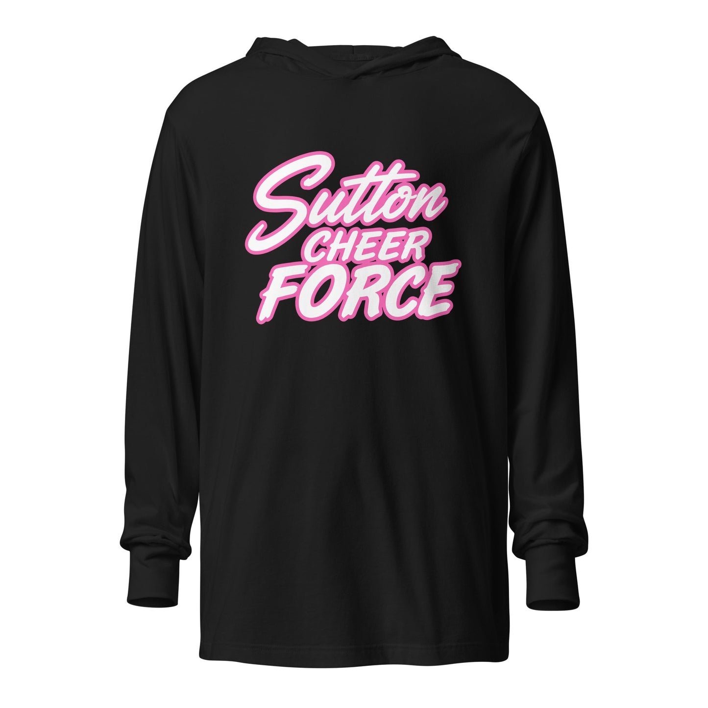 Performance | Hooded Long Sleeve T Shirt | Sutton Cheer Force | Script Logo