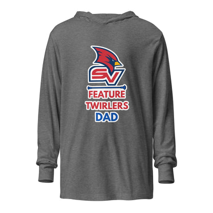 Performance | Hooded Long Sleeve T Shirt | SVSU Feature twirlers | Dad Logo