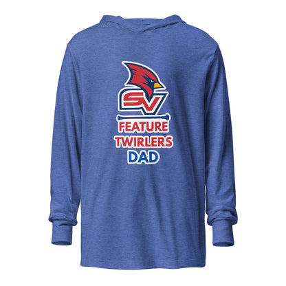 Performance | Hooded Long Sleeve T Shirt | SVSU Feature twirlers | Dad Logo