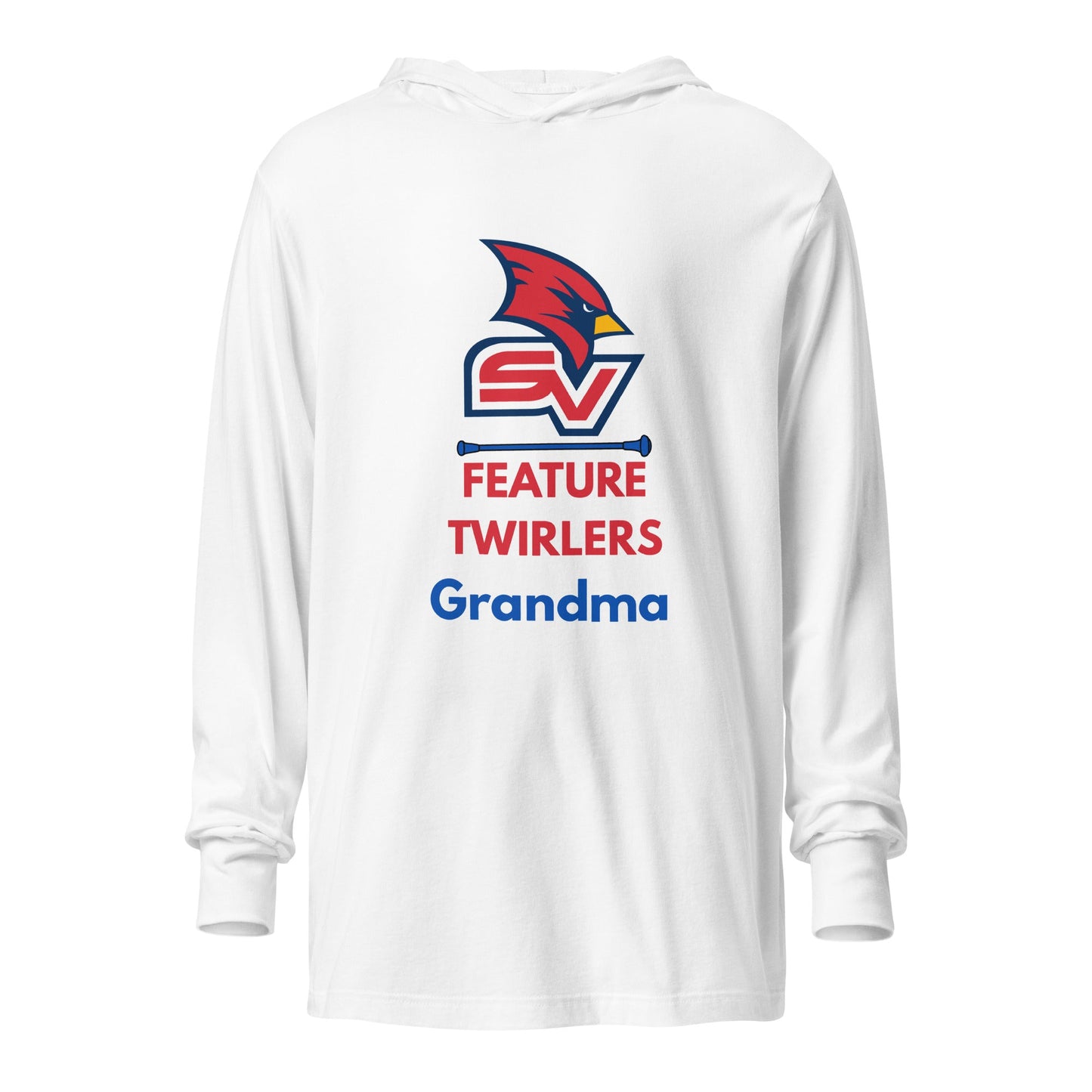 Performance | Hooded Long Sleeve T Shirt | SVSU Feature twirlers | Grandma Logo