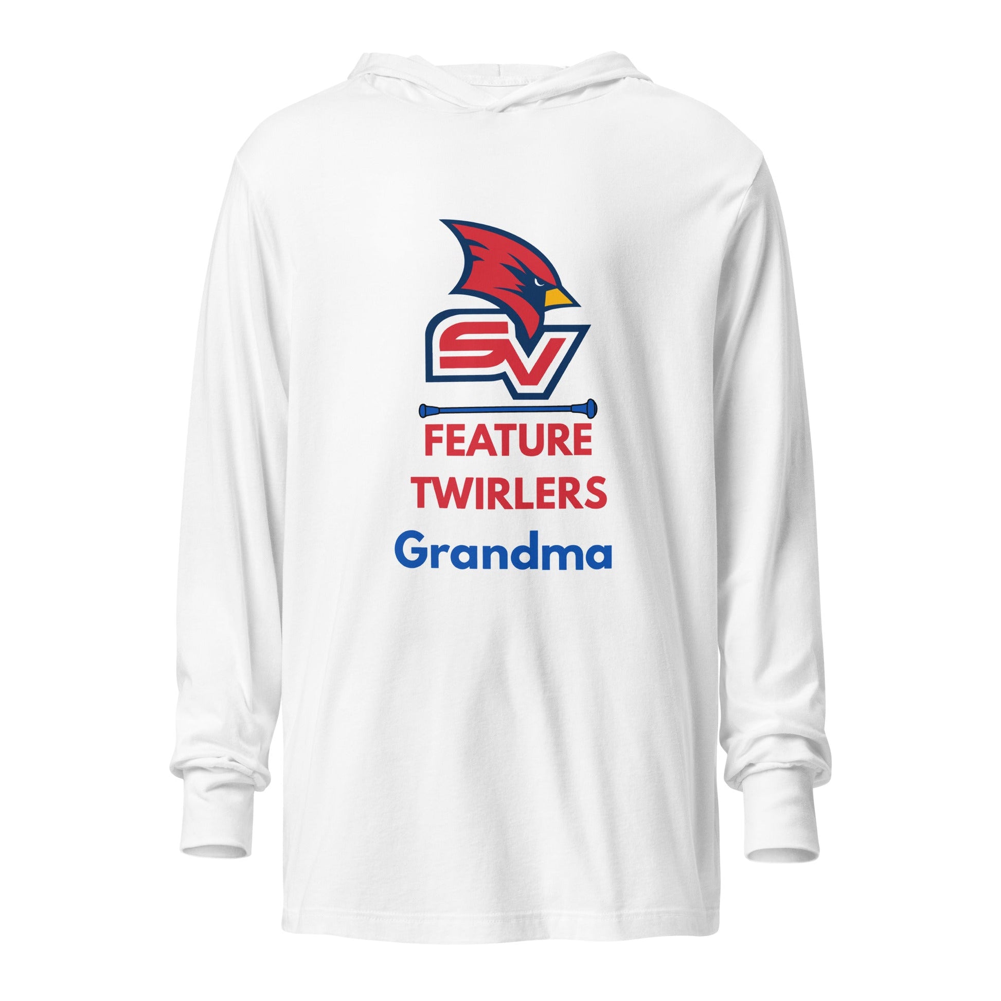 Performance | Hooded Long Sleeve T Shirt | SVSU Feature twirlers | Grandma Logo