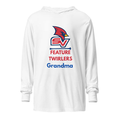 Performance | Hooded Long Sleeve T Shirt | SVSU Feature twirlers | Grandma Logo