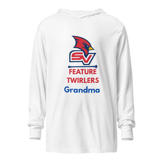 Performance | Hooded Long Sleeve T Shirt | SVSU Feature twirlers | Grandma Logo