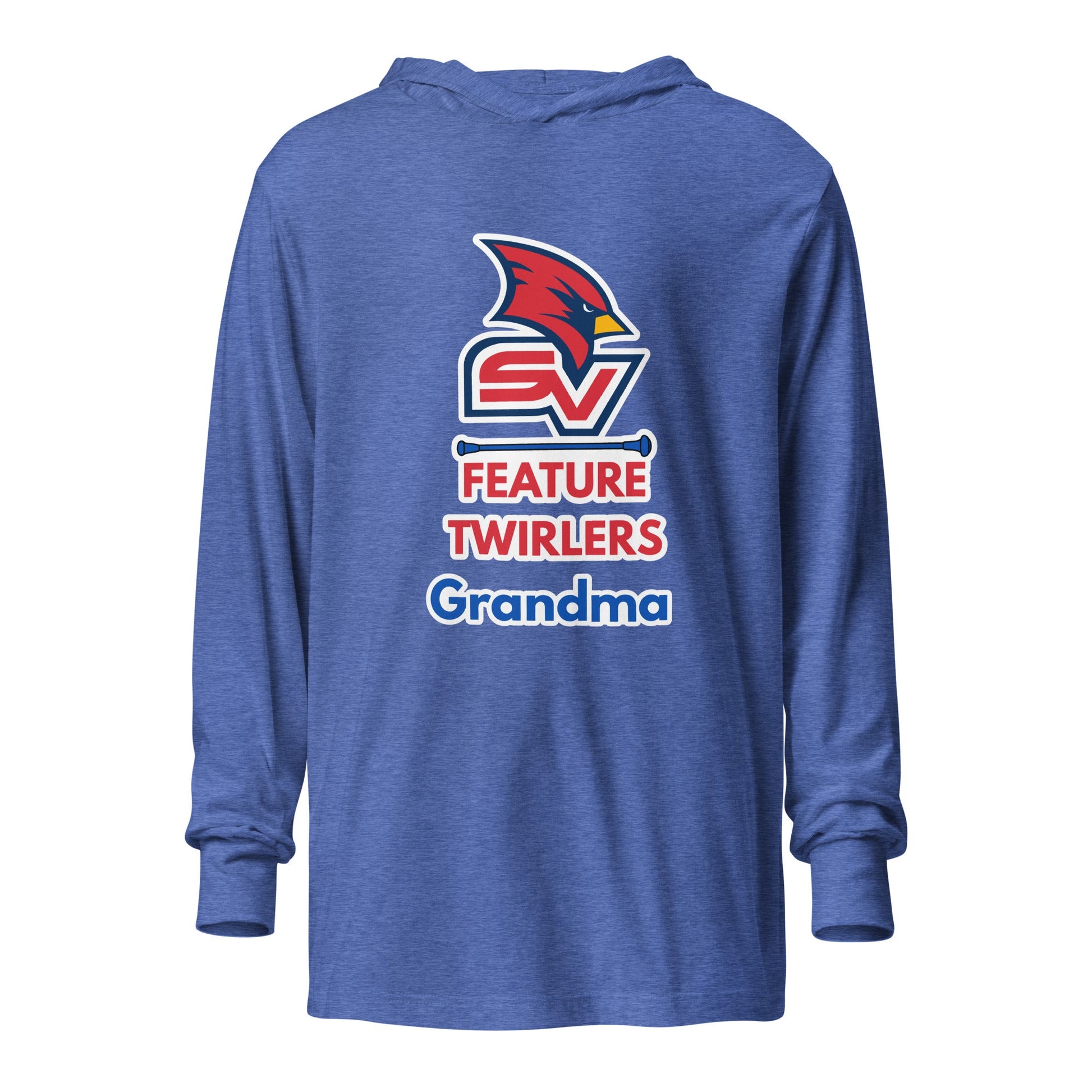 Performance | Hooded Long Sleeve T Shirt | SVSU Feature twirlers | Grandma Logo
