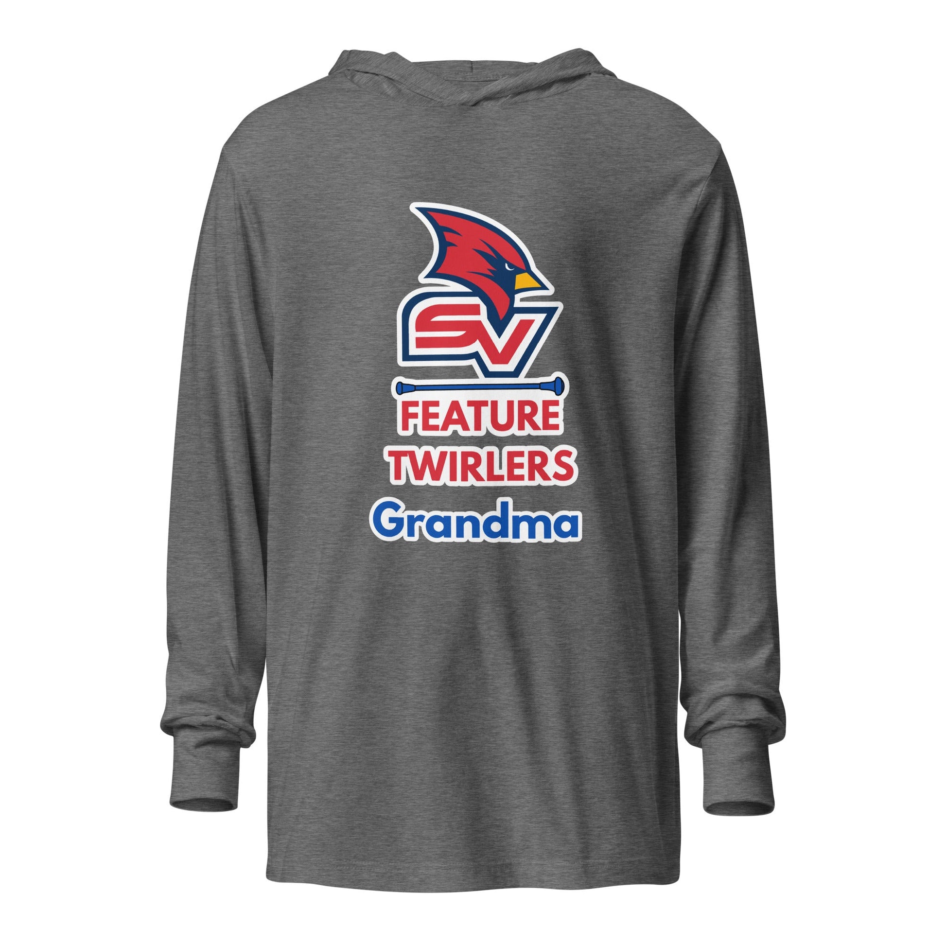 Performance | Hooded Long Sleeve T Shirt | SVSU Feature twirlers | Grandma Logo