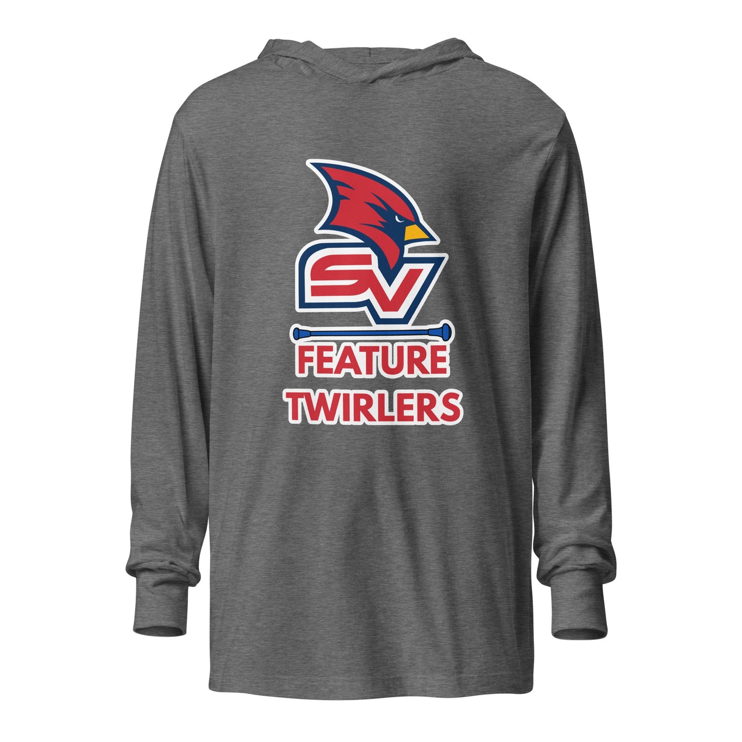 Performance | Hooded Long Sleeve T Shirt | SVSU Feature twirlers | Icon Logo