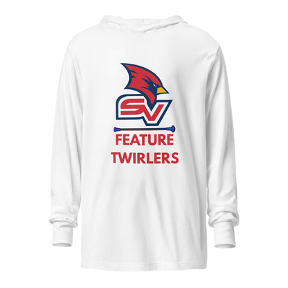 Performance | Hooded Long Sleeve T Shirt | SVSU Feature twirlers | Icon Logo
