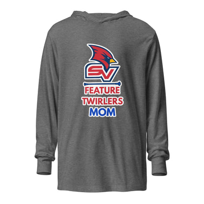 Performance | Hooded Long Sleeve T Shirt | SVSU Feature twirlers | Mom Logo