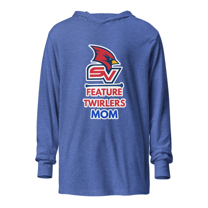 Performance | Hooded Long Sleeve T Shirt | SVSU Feature twirlers | Mom Logo
