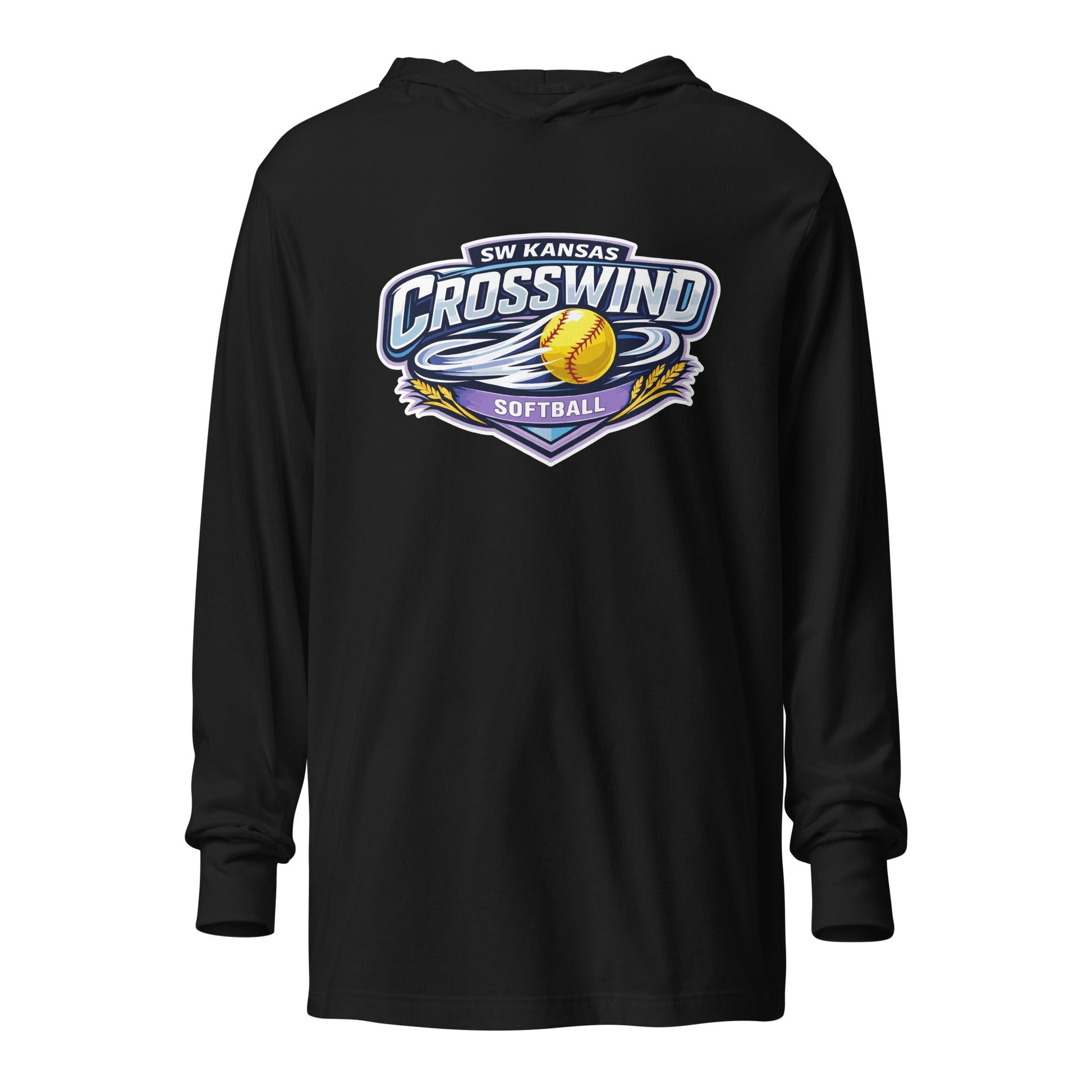 Performance | Hooded Long Sleeve T Shirt | SW Kansas Crosswind | Shield Logo