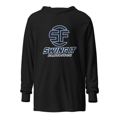 Performance | Hooded Long Sleeve T Shirt | Swing It Fastpitch | Crest Logo