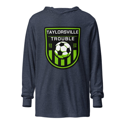 Performance | Hooded Long Sleeve T Shirt | Taylorsville Trouble | Shield Logo