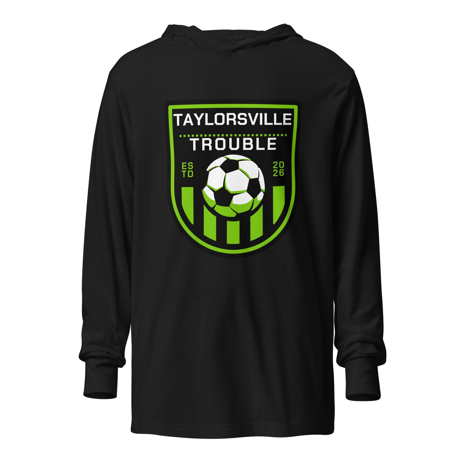 Performance | Hooded Long Sleeve T Shirt | Taylorsville Trouble | Shield Logo