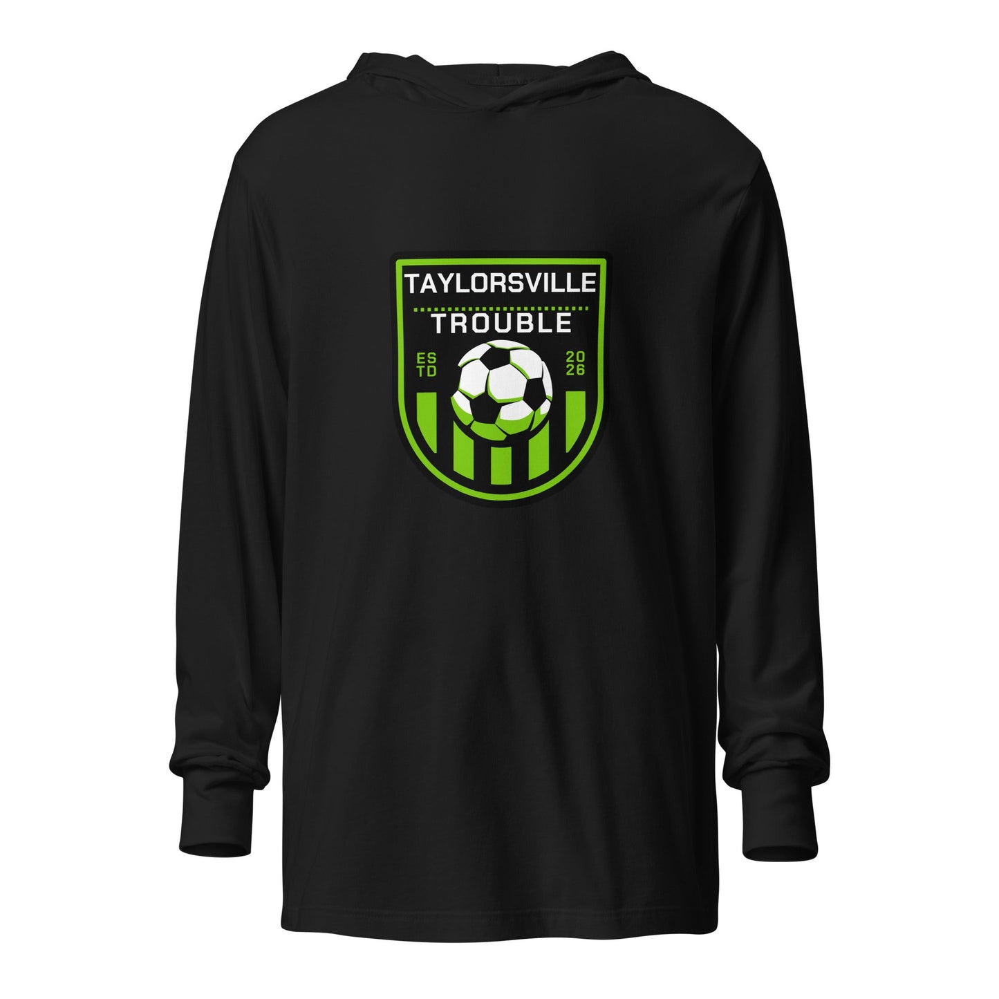 Performance | Hooded Long Sleeve T Shirt | Taylorsville Trouble | Shield Logo