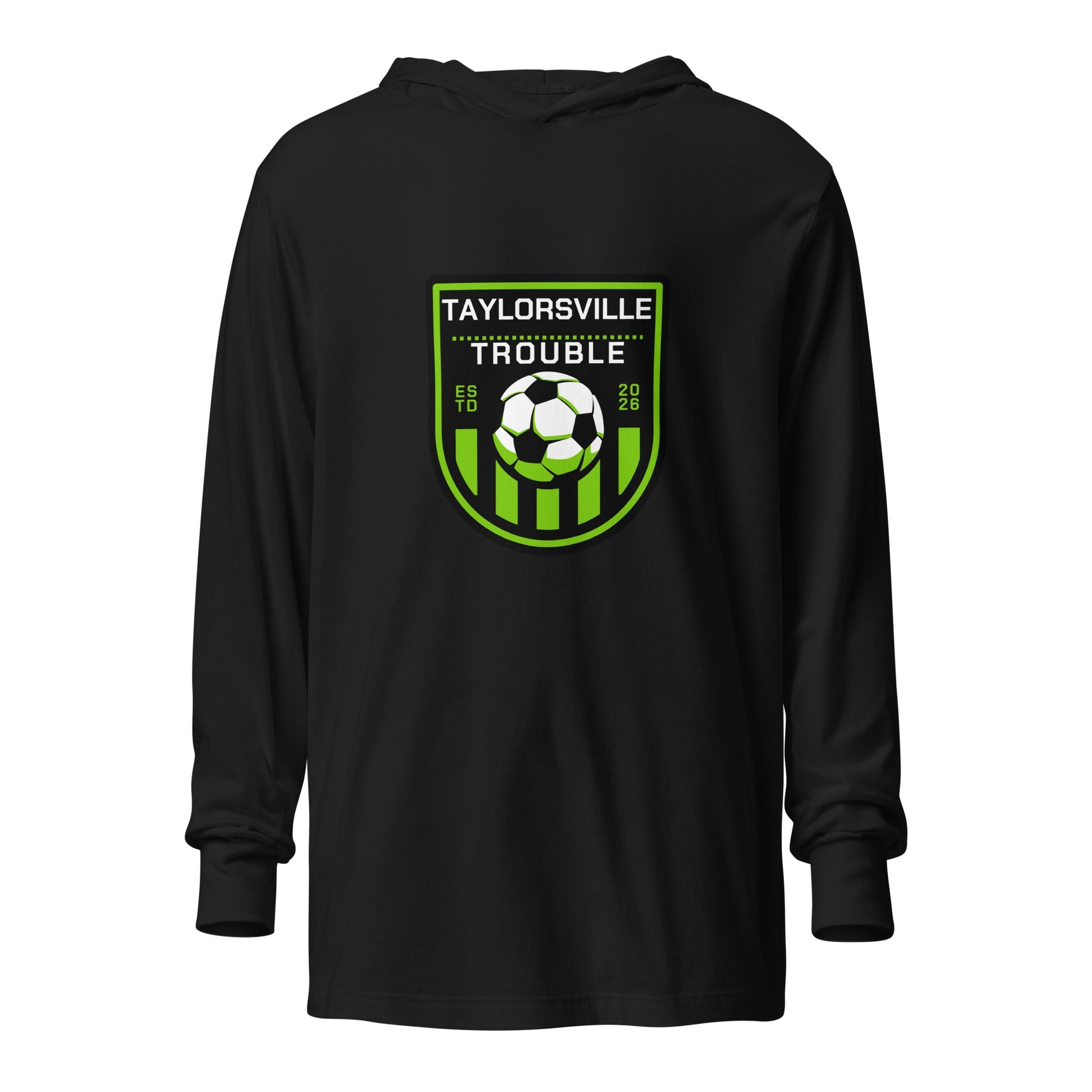 Performance | Hooded Long Sleeve T Shirt | Taylorsville Trouble | Shield Logo