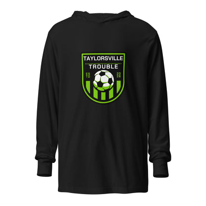 Performance | Hooded Long Sleeve T Shirt | Taylorsville Trouble | Shield Logo