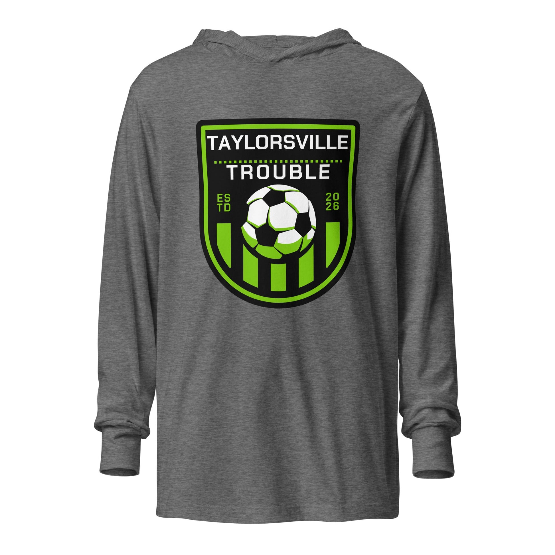 Performance | Hooded Long Sleeve T Shirt | Taylorsville Trouble | Shield Logo