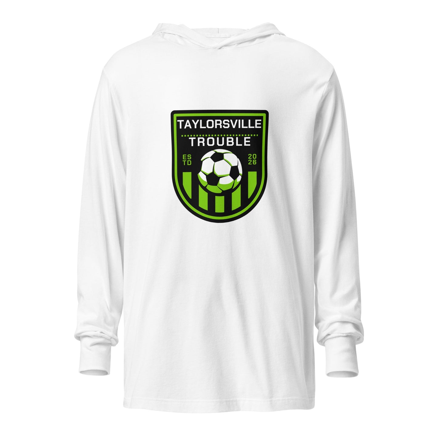 Performance | Hooded Long Sleeve T Shirt | Taylorsville Trouble | Shield Logo