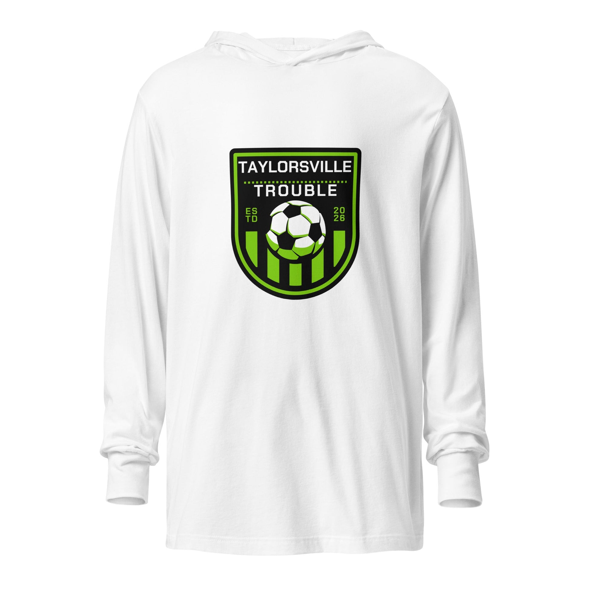 Performance | Hooded Long Sleeve T Shirt | Taylorsville Trouble | Shield Logo