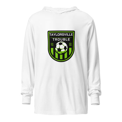 Performance | Hooded Long Sleeve T Shirt | Taylorsville Trouble | Shield Logo