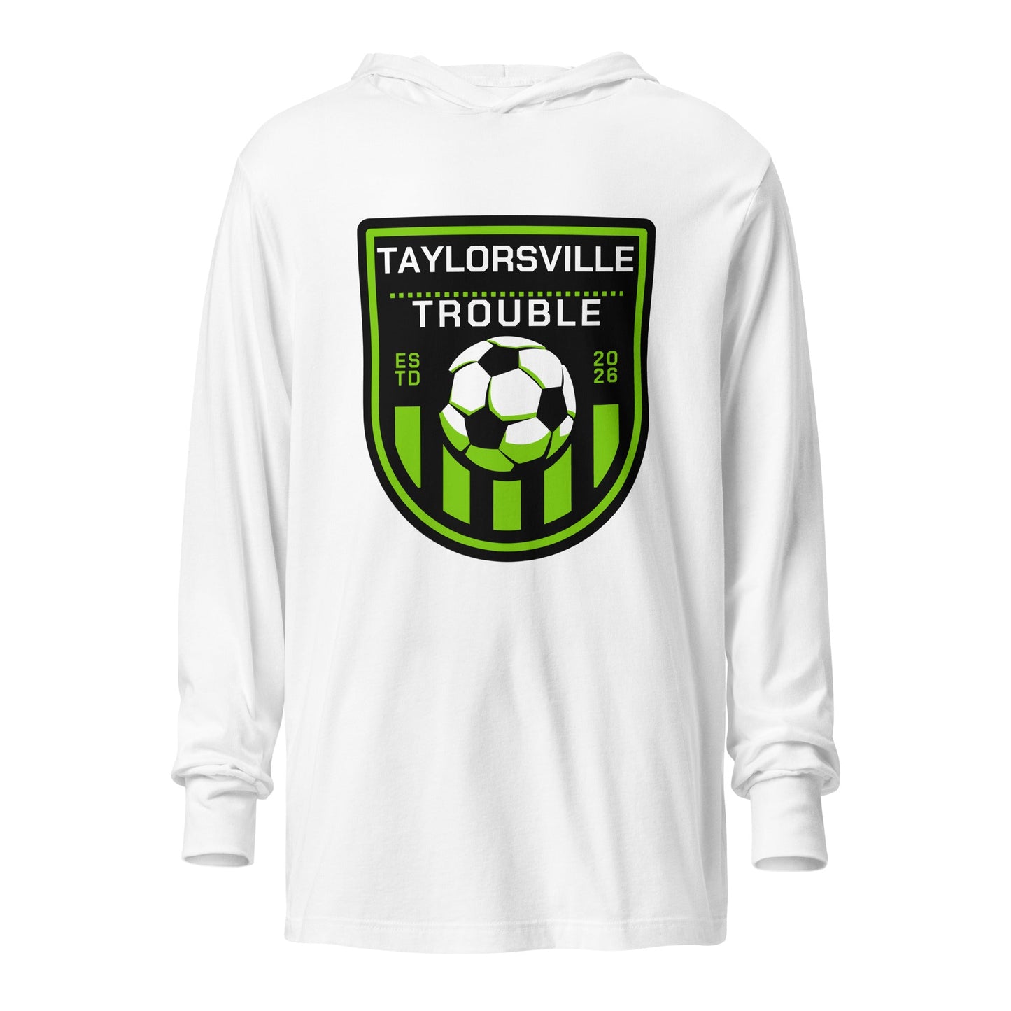 Performance | Hooded Long Sleeve T Shirt | Taylorsville Trouble | Shield Logo