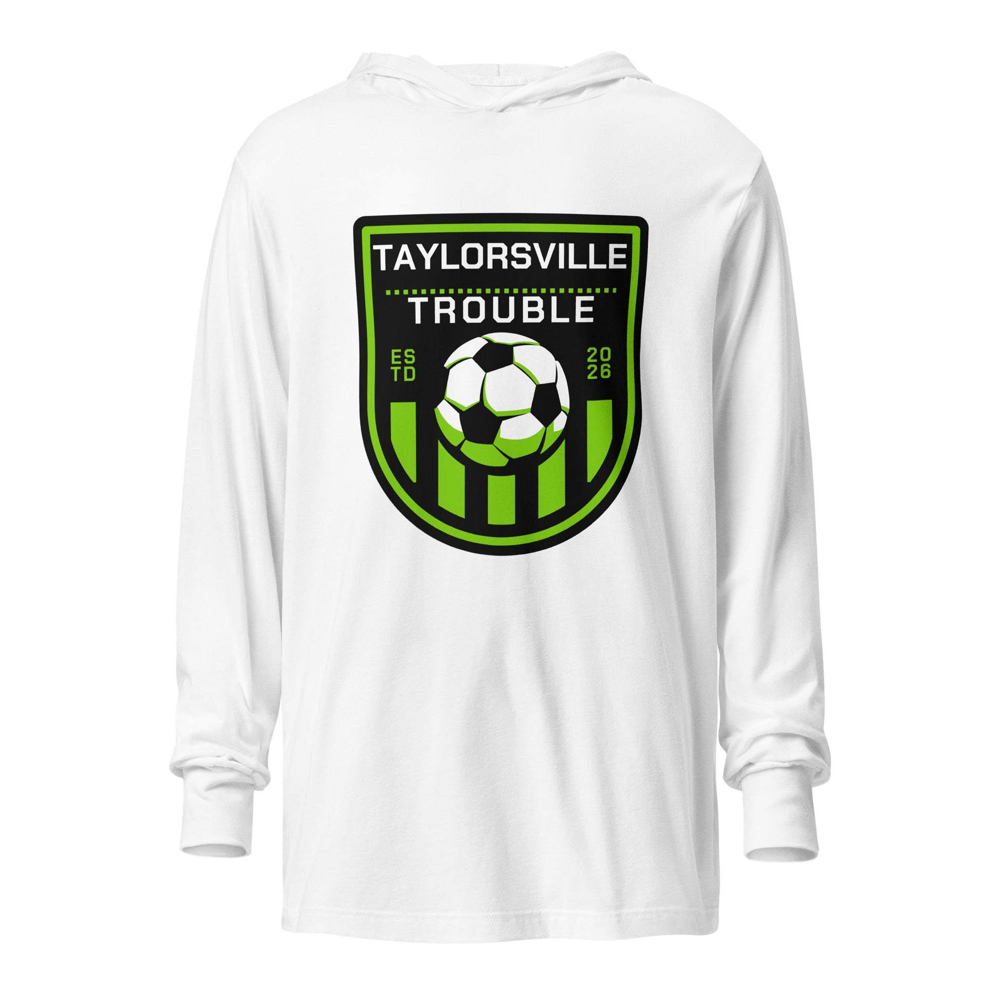 Performance | Hooded Long Sleeve T Shirt | Taylorsville Trouble | Shield Logo