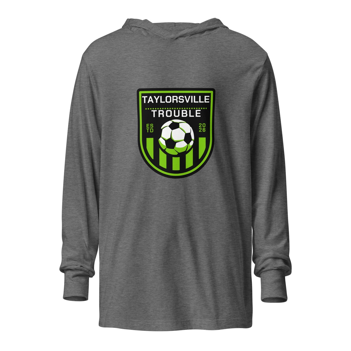 Performance | Hooded Long Sleeve T Shirt | Taylorsville Trouble | Shield Logo