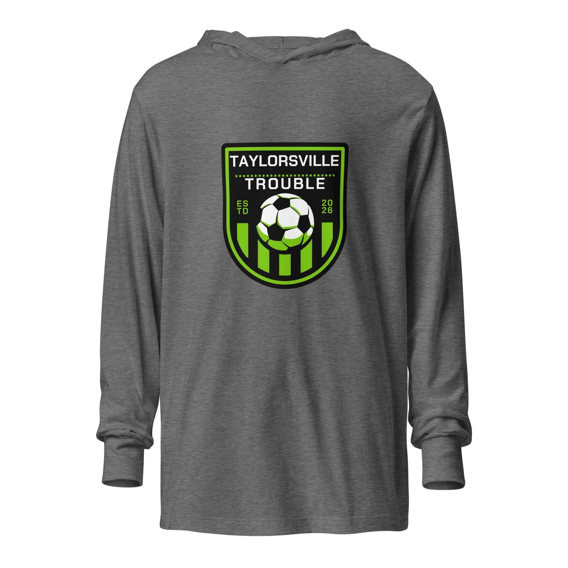 Performance | Hooded Long Sleeve T Shirt | Taylorsville Trouble | Shield Logo