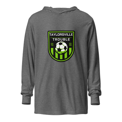 Performance | Hooded Long Sleeve T Shirt | Taylorsville Trouble | Shield Logo