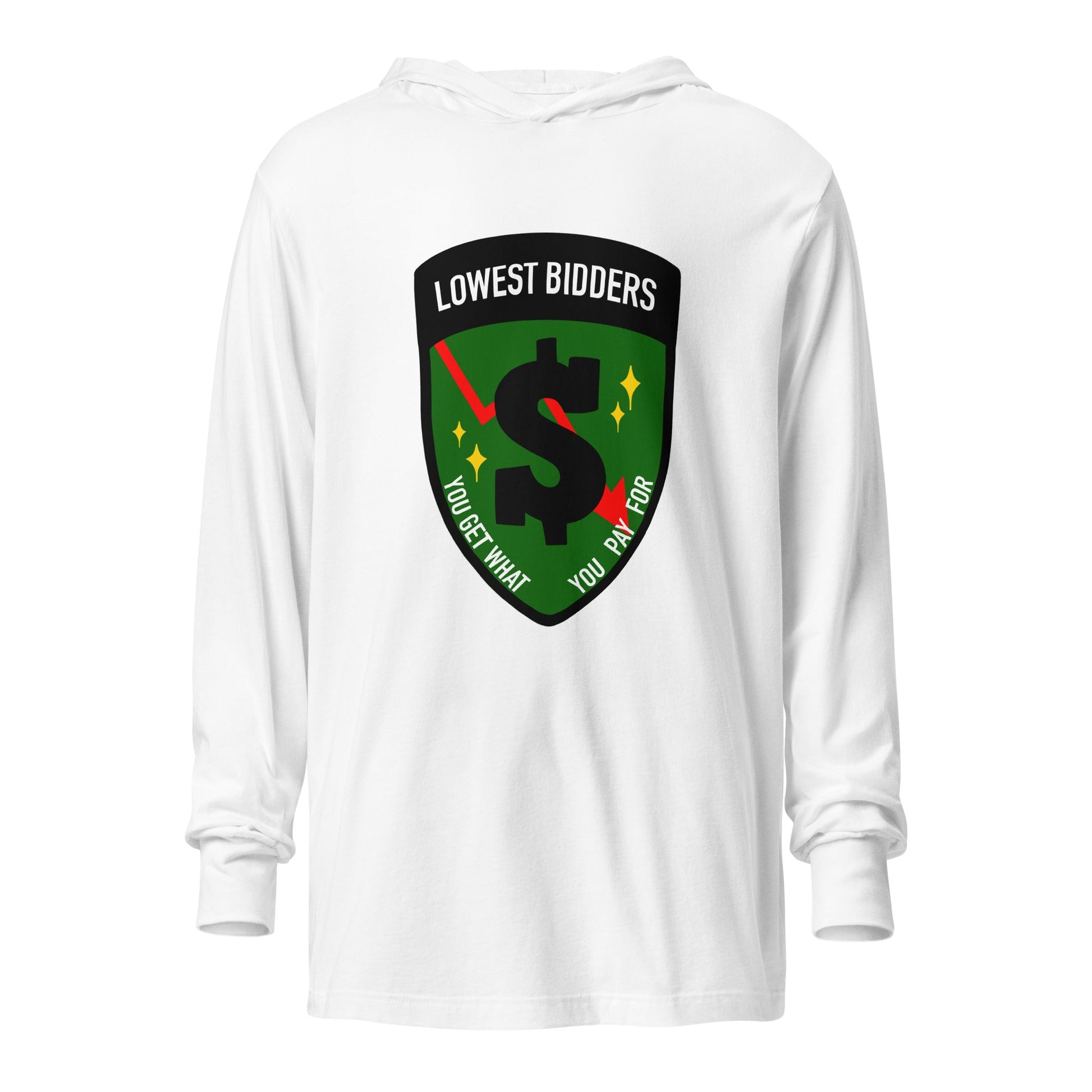 Performance | Hooded Long Sleeve T Shirt | The Lowest Bidders | Emblem Logo