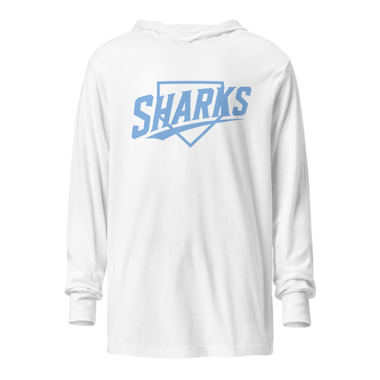 Performance | Hooded Long Sleeve T Shirt | The Sharks Baseball Team | Crest Logo