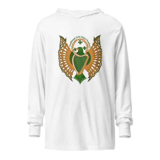Performance | Hooded Long Sleeve T Shirt | The Traditional Irish Dance Academy | Logo