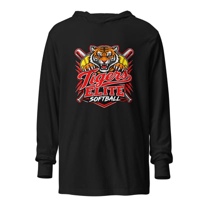 Performance | Hooded Long Sleeve T Shirt | Tigers Elite Softball | Emblem Logo