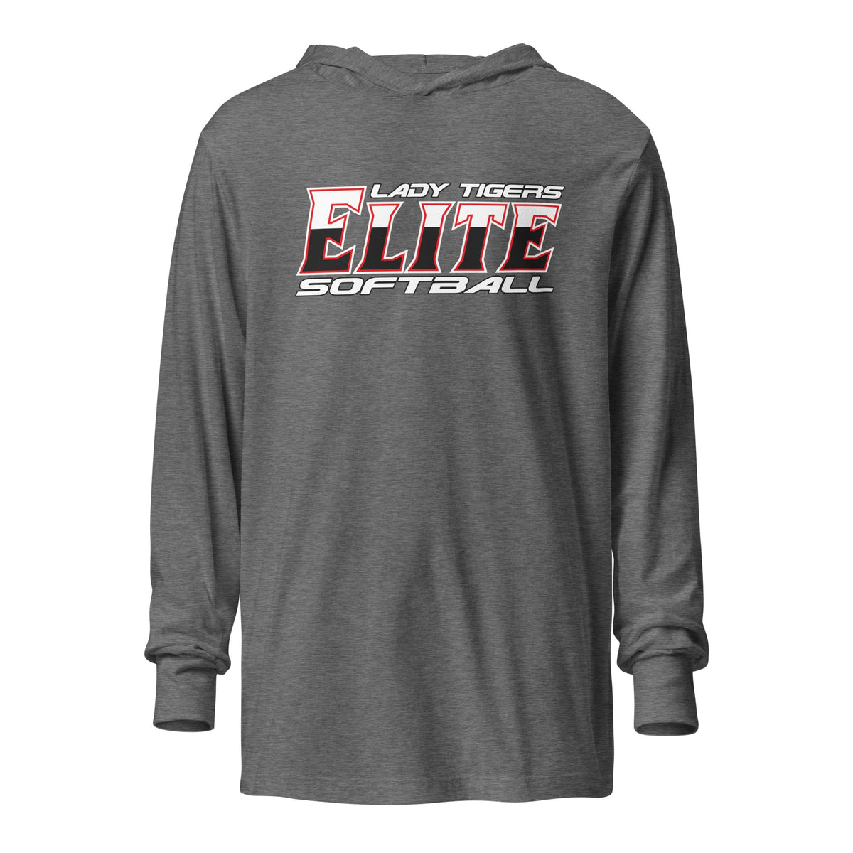 Performance | Hooded Long Sleeve T Shirt | Tigers Elite Softball | Modern Script Logo