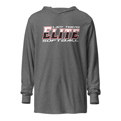 Performance | Hooded Long Sleeve T Shirt | Tigers Elite Softball | Modern Script Logo