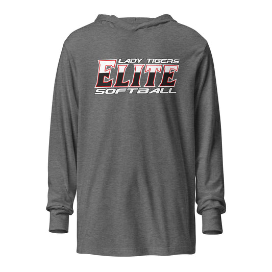 Performance | Hooded Long Sleeve T Shirt | Tigers Elite Softball | Modern Script Logo