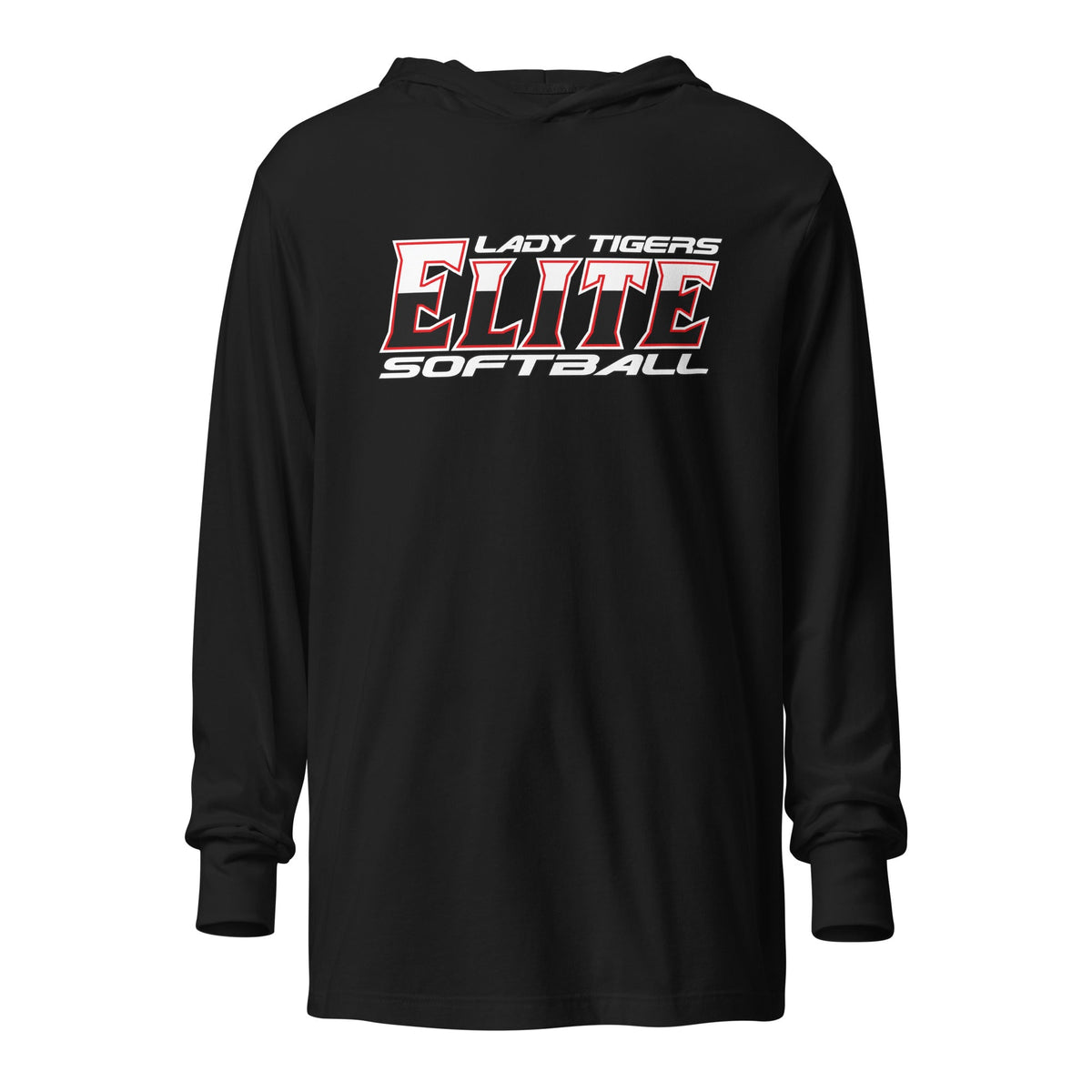 Performance | Hooded Long Sleeve T Shirt | Tigers Elite Softball | Modern Script Logo
