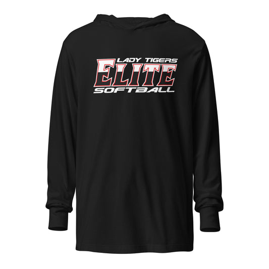 Performance | Hooded Long Sleeve T Shirt | Tigers Elite Softball | Modern Script Logo