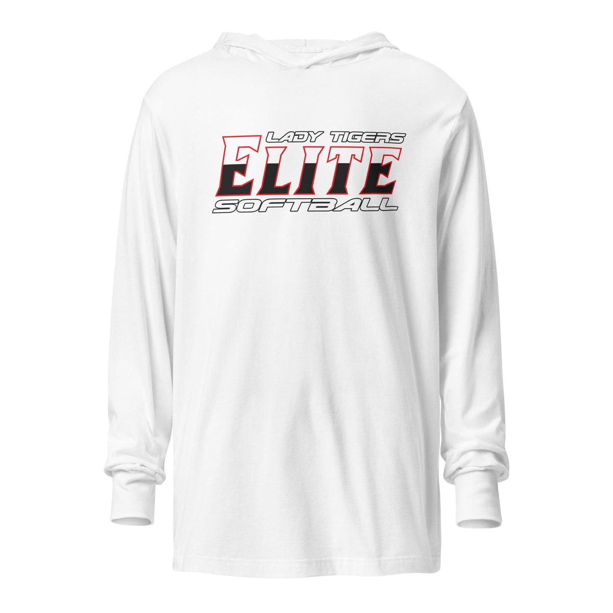 Performance | Hooded Long Sleeve T Shirt | Tigers Elite Softball | Modern Script Logo